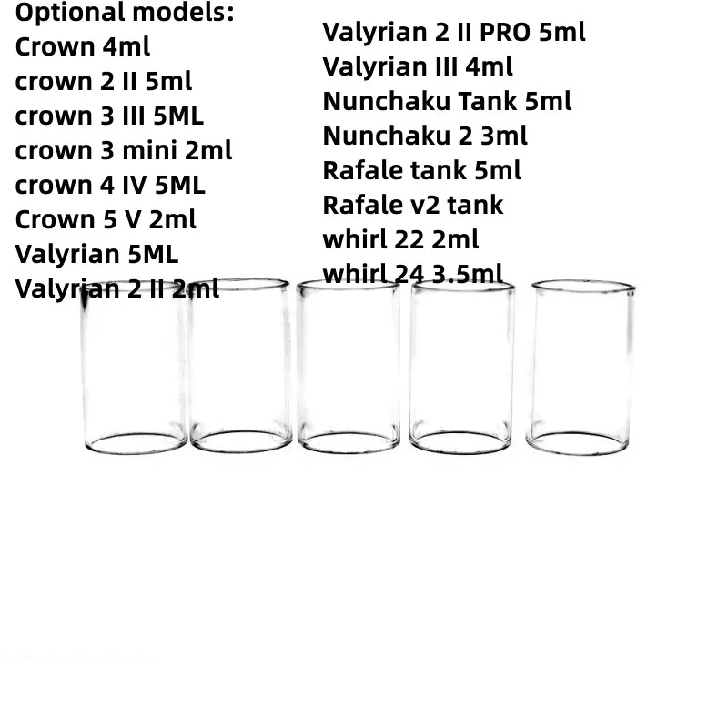 Vaso de cristal de 5 piezas para Uwell Crown, crown 2 II, crown 3 III, Valyrian 2 II, tanque Nunchaku 2, tanque Rafale