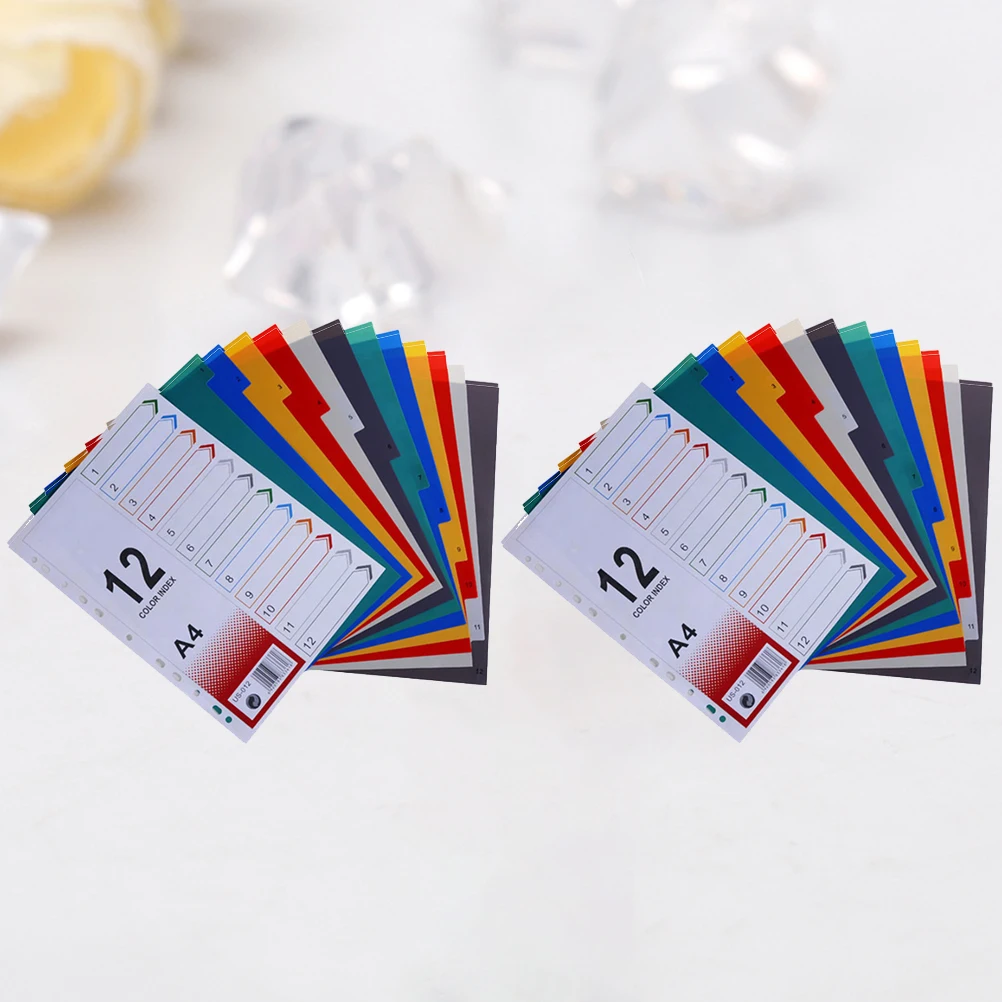 

2pcs A4 Index Page Dividers Colorful Tab Sheets For Notebook Memo 6-Ring Binder Compatible Extra Wide Reinforced Holes