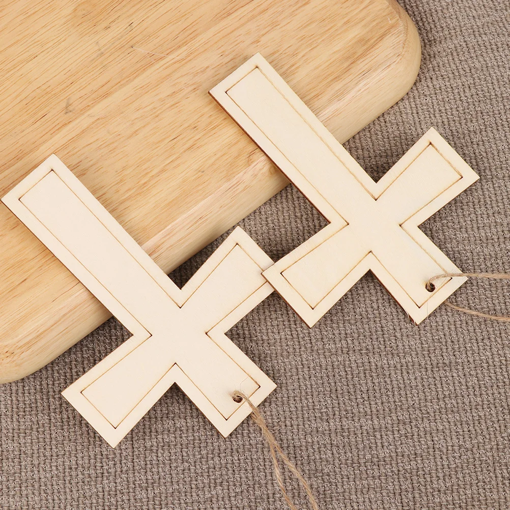 

24pcs Diy Wooden Slices Kids Hand-Painted Craft Cross Design Wood Chips For Wall Hanging Decor Party Supplies Natural Wooden