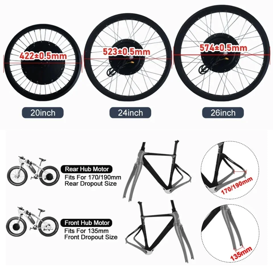 72V 3000W Snow Bike Conversion Kit 20 26 Inch E-Bike Front Rear Wheel TFT UKC1 Display NFC Function 48V 2000W 4.0 Tire - view 4