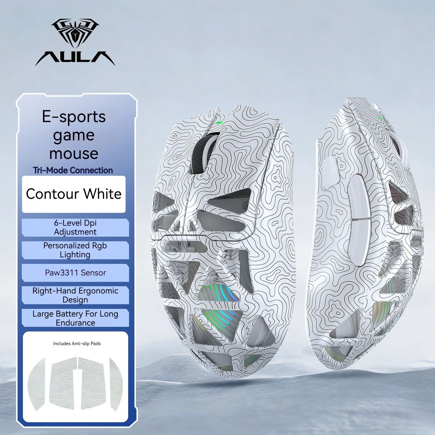 

Aula SC620 Gaming Mouse PAW3311 Tri-mode Rechargeable Adjustable DPI Mouse for Desktop Laptop