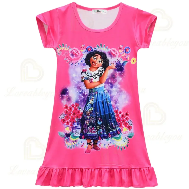 111 www Encanto الفتيات ثوب النوم منامة سحر ميرابيل مدريد فتاة فستان قصير الأكمام الصيف الاطفال فستان النوم طفل النوم D #5