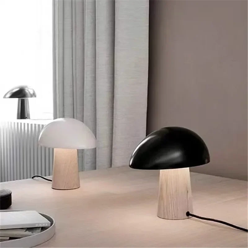 Imagem -03 - Candeeiro de Mesa Led Cogumelo Dinamarquês Nórdico Luzes de Cabeceira do Quarto Luzes de Mesa Estilo Moderno e Criativo Preto e Branco