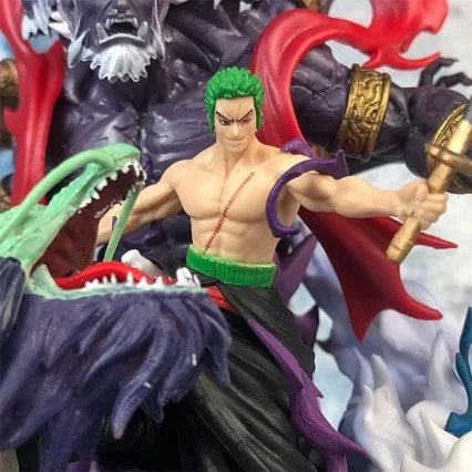 21cm Gk Hell Zoro Anime Figure One Piece Lord Of Hell Model Statue Desktop Ornament Double Head Swap Doll Collectibles Toy Gifts