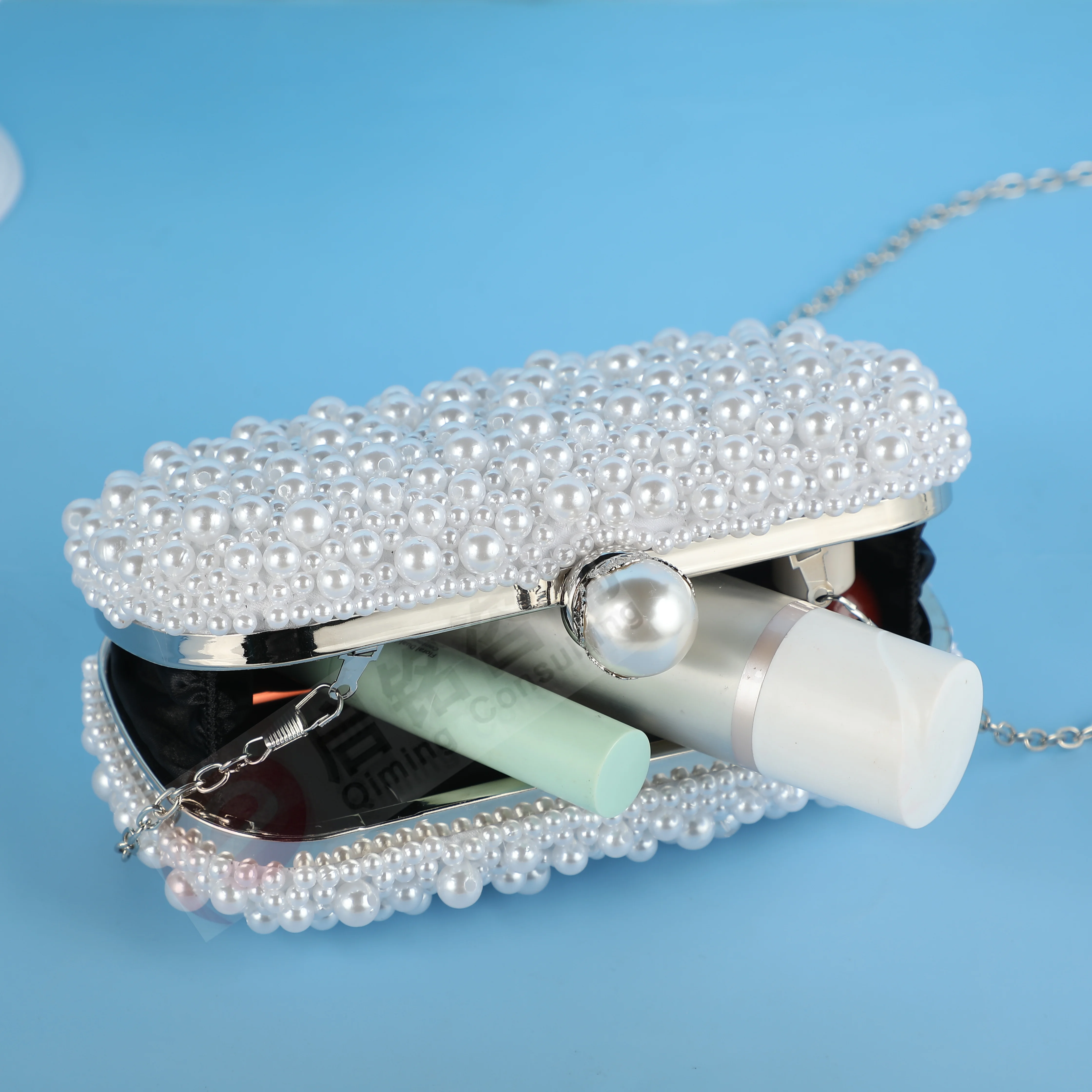 Luxury handmade wedding evening bag chain shoulder bag Full Beaded clutch bag Ladies Artificial Pearls Handbag for Wedding Party