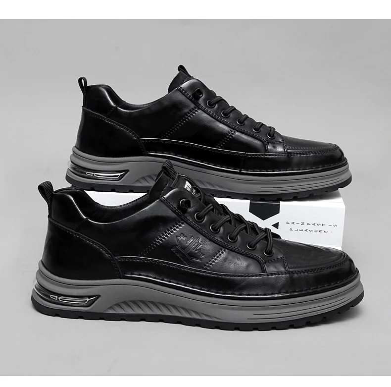 Luxuriöse Echtleder-Herrenschuhe für Business und Freizeit, Hochwertige Modische Schnürschuhe für Büro und Outdoor-Aktivitäten, Herren-Sneaker – Detail 18