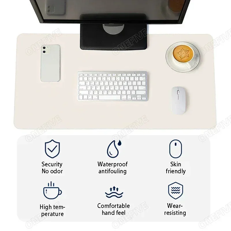 120x60cm PU 가죽 책상 매트 - 키보드+마우스용 미끄럼 방지 베이스가 있는 방수 사무실 보호대