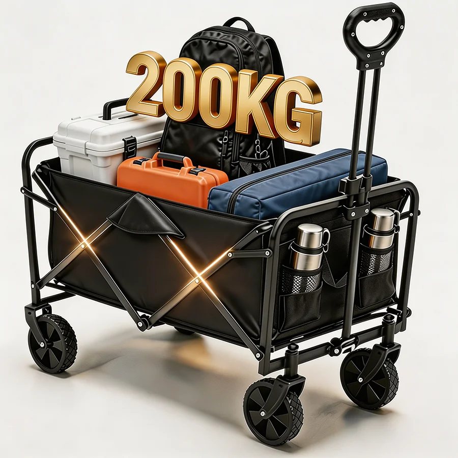 Outdoor Camping Van - Carrello Pieghevole Robusto di Grande Capacità