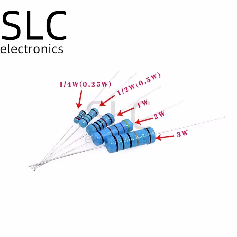 100PCS Metal Film Resistor 1/4W 1% 100R 220R 1K 1.5K 2.2K 4.7K 10K 22K 47K 100K 180K 100 220 1K5 2K2 4K7 Ohm Resistance 1R~22M