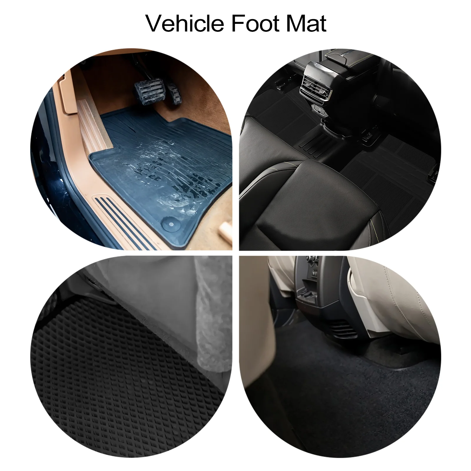 1 Set 4 Pcs PVC Universal Waterproof Car Floor Mat Set (Black) Car Foot Mat Vehicle Foot Mat