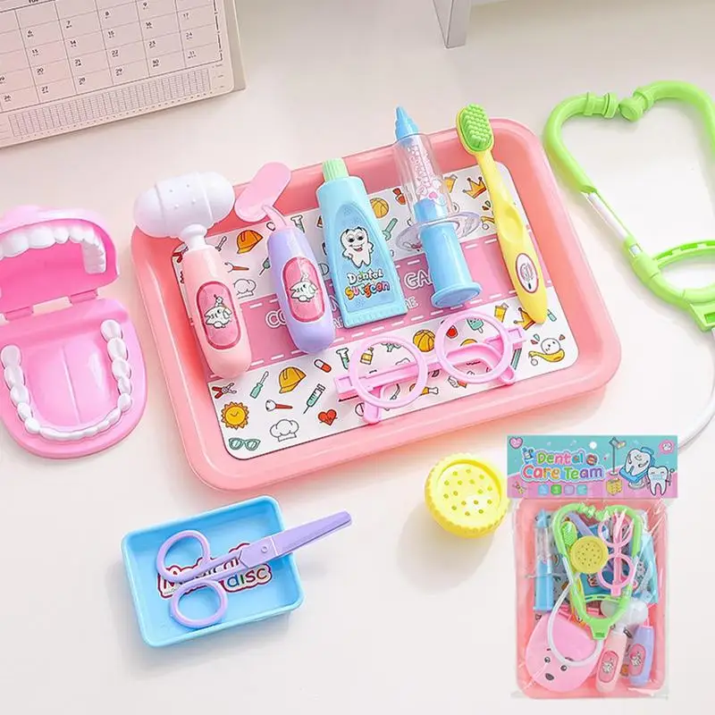 Crianças dentista jogar conjunto seguro crianças dentista kit seguro realista brinquedo confortável fingir para pais criança meninas meninos aniversário casa