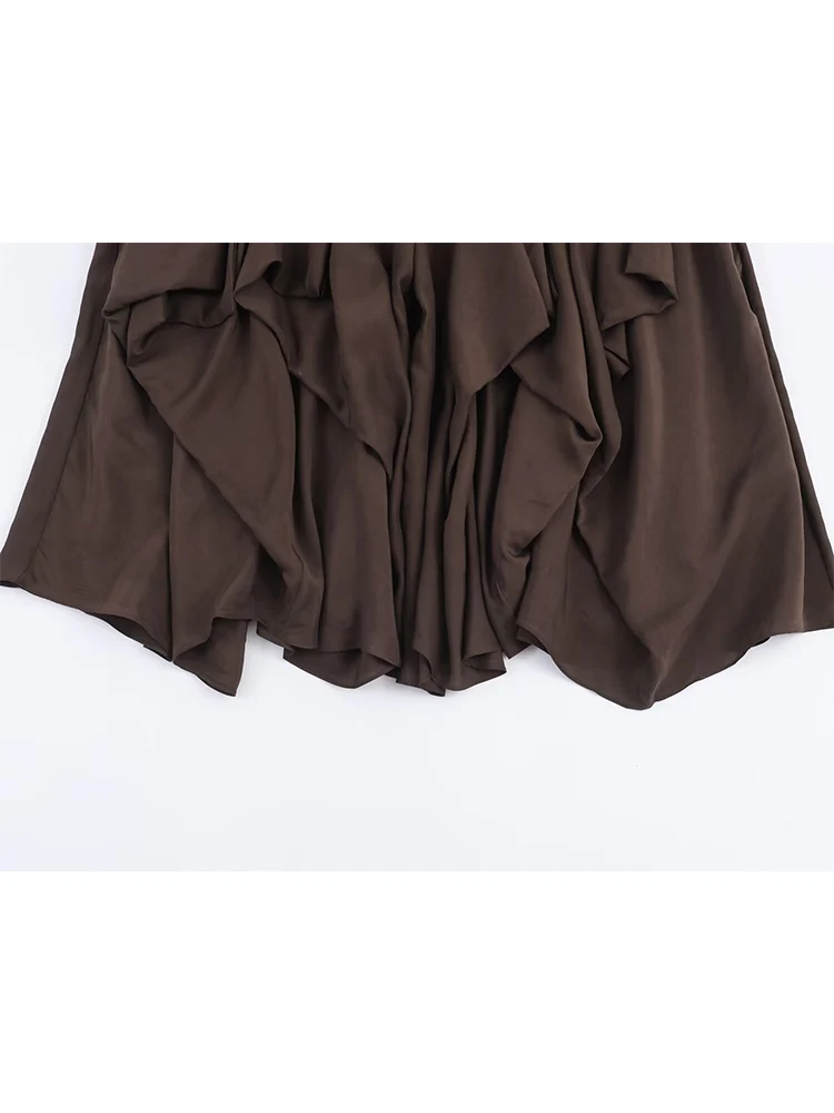 Damskie spódnice midi z falbanami, warstwowe, plisowane, z wysokim stanem, eleganckie, z elastyczną talią. ﻿ Wiosna Jesień Nowość