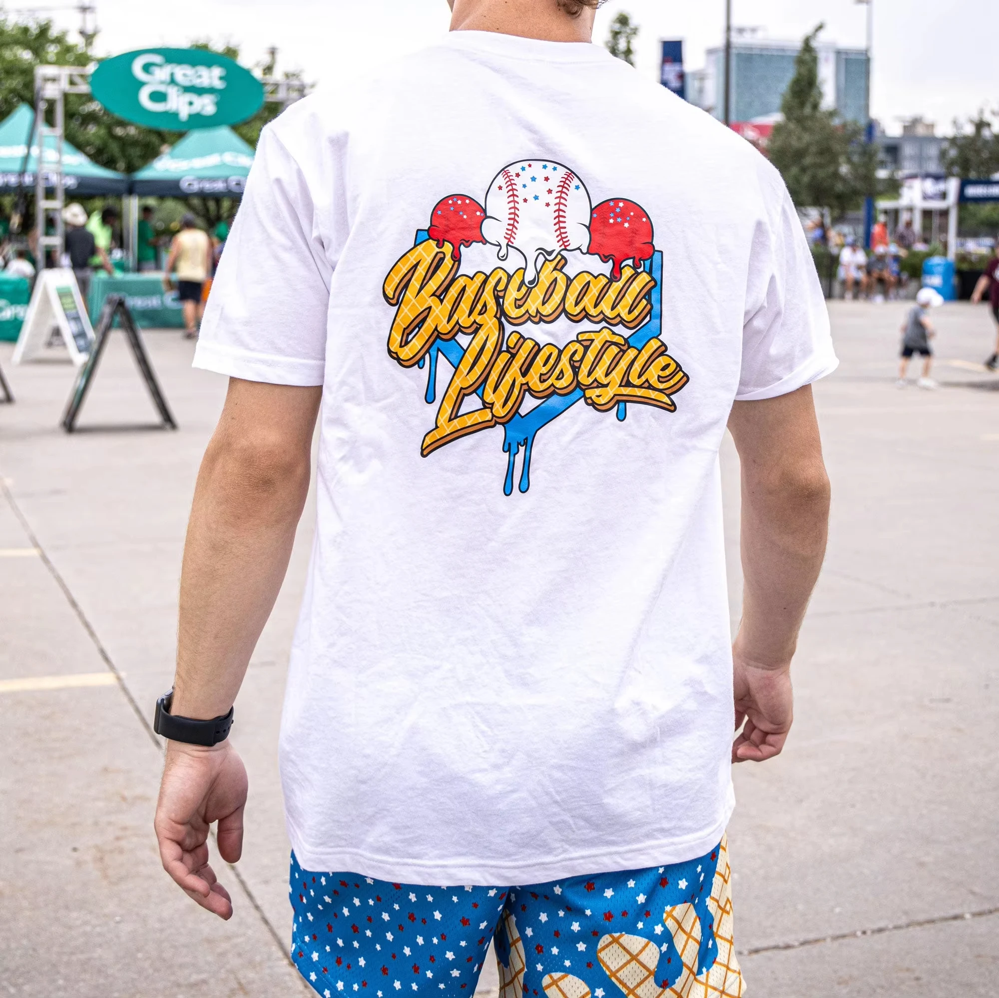 

2026 New Baseball Ice Cream Print Cotton T-Shirt for Men and Women Breathable Parent-child Fit Fashion Streetwear Casual T-Shirt