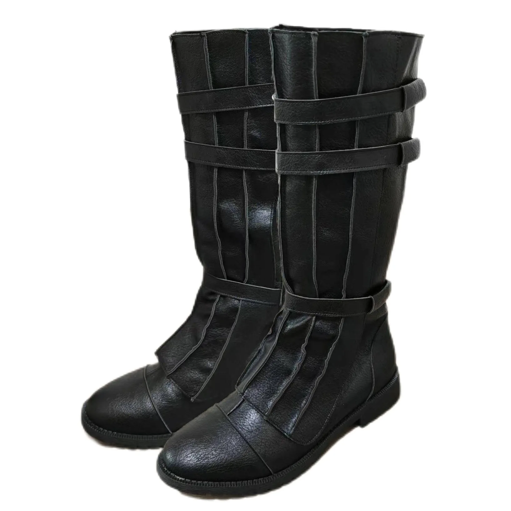 Renaissance Ritter Stiefel mit Schnalle Halloween Cosplay Kostüm Schuhe PU-Leder Piratenstiefel mit Rundem Kopf und Niedrigem Absatz 2026 – Detail 7