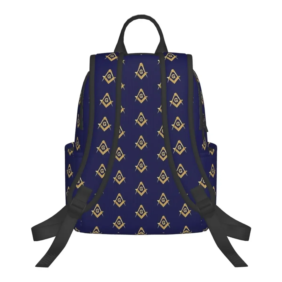 Freemason Pattern Gold Blue Square And Compass Masonic Backpack Student BookBag Children School Bag Computer  Men Women