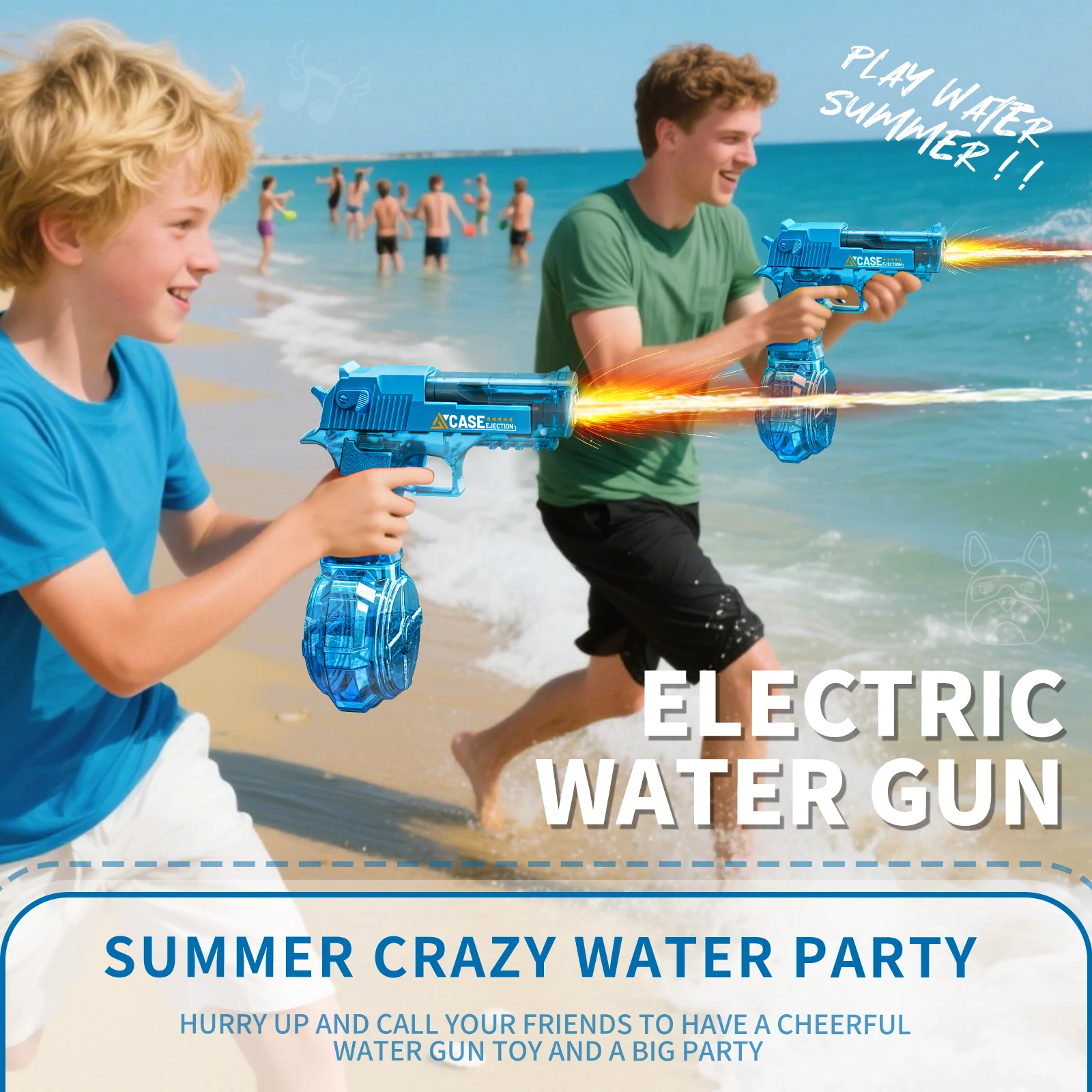 Elektrisch vormgevend waterpistool, automatisch spuit met pistool Realistisch pistool Snuitvlam Zomer buitenstrand Zwembadfeestspeelgoed
