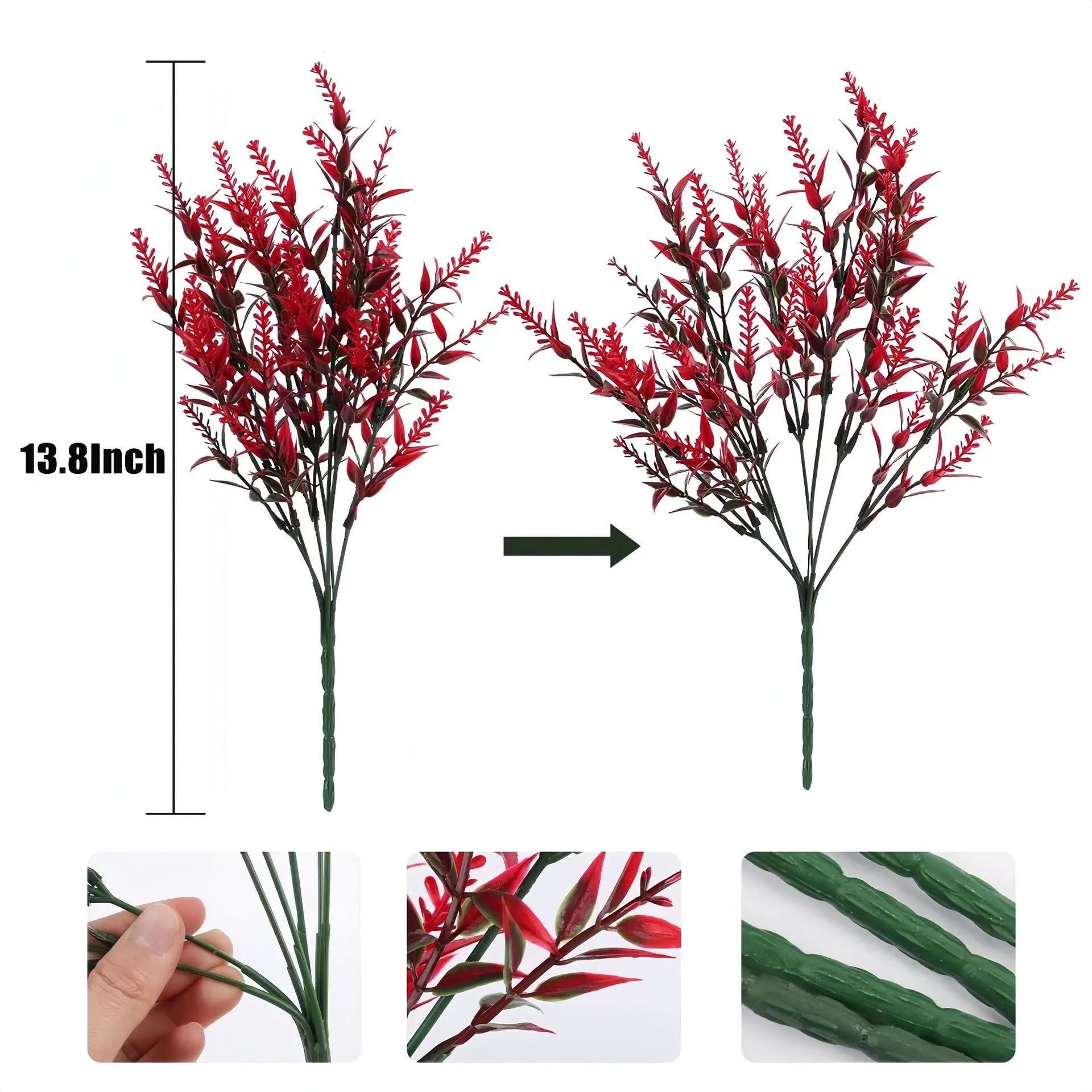 1/3/5 Stück künstliche Blumen, 35 cm, künstliche Pflanzen für Zuhause, Zimmer, Tischdekoration, Hochzeitsdekoration, Blumenarrangement im Freien, Zubehör – Detail 11