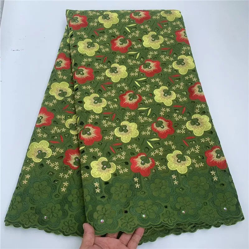 

High Quality Swiss Lace Fabric, Dry Lace Embroidery, African 100% Cotton Fabrics, Swiss Voile, Dubai Style, 5 Yard PSJF040801