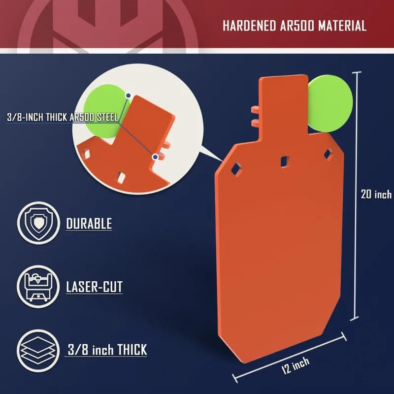 Sistema de soporte para objetivo de tiro AR500, objetivo de seto reactivo de acero, 12x20 pulgadas, 3 8 de grosor con kit de soporte 2x4
