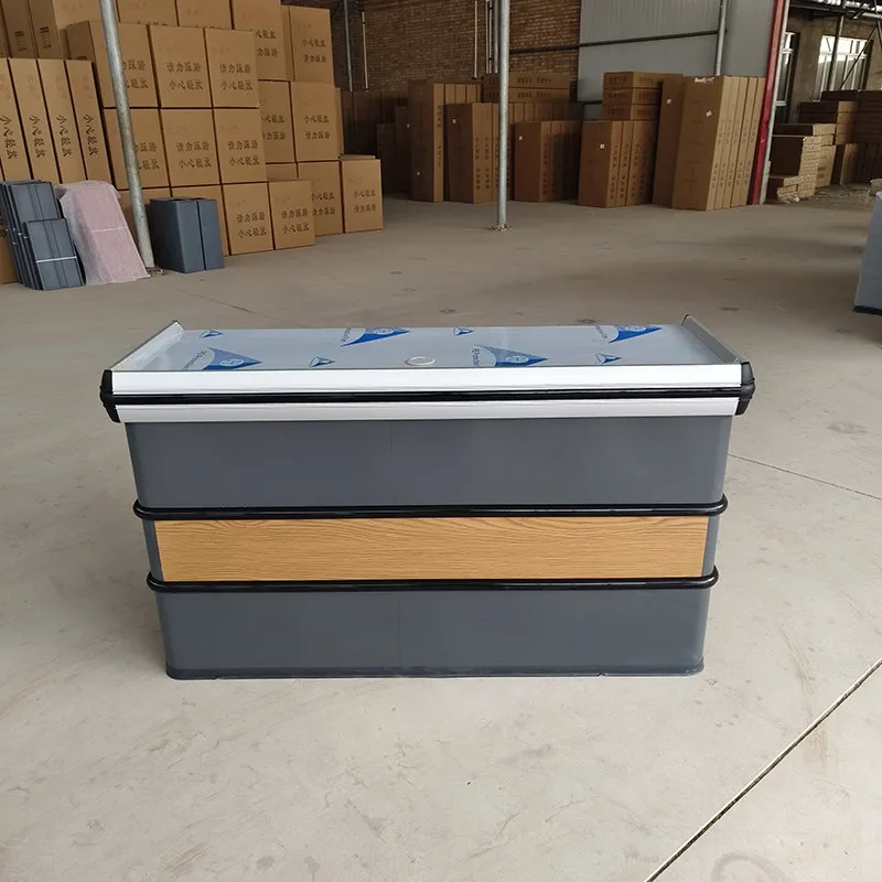 Checkout page Supermarket integrated corner No need to assemble Aluminum alloy hemming Stainless steel countertop Integral metal