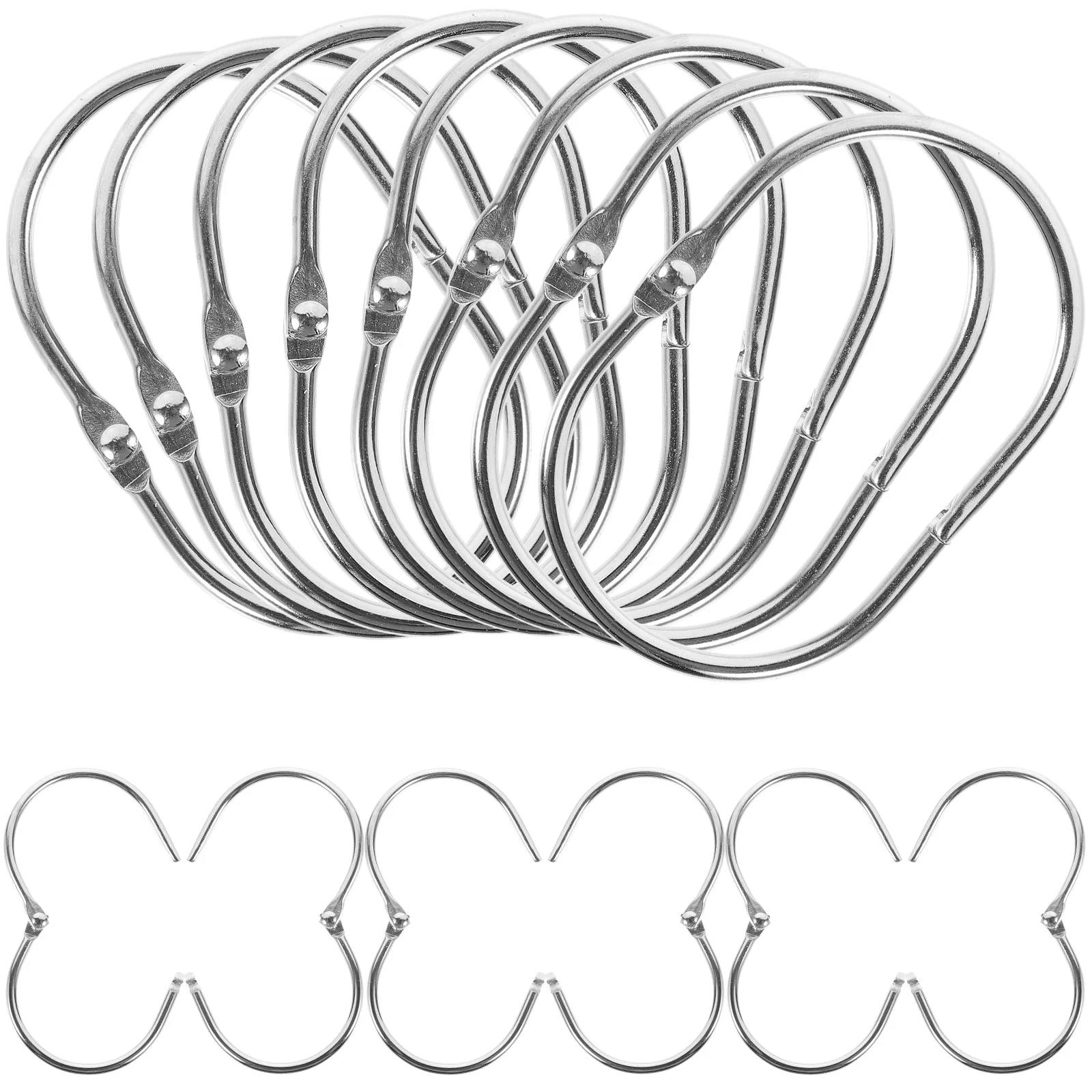 30 Pcs Shower Curtain Ring Hook Curtains Colored Iron Hooks Silver For Bathroom - view 4