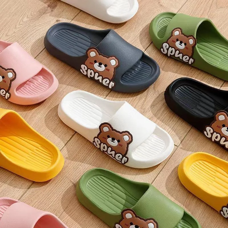 Cartoon Side Bear Slippers Women's Home Indoor Casual Slippers