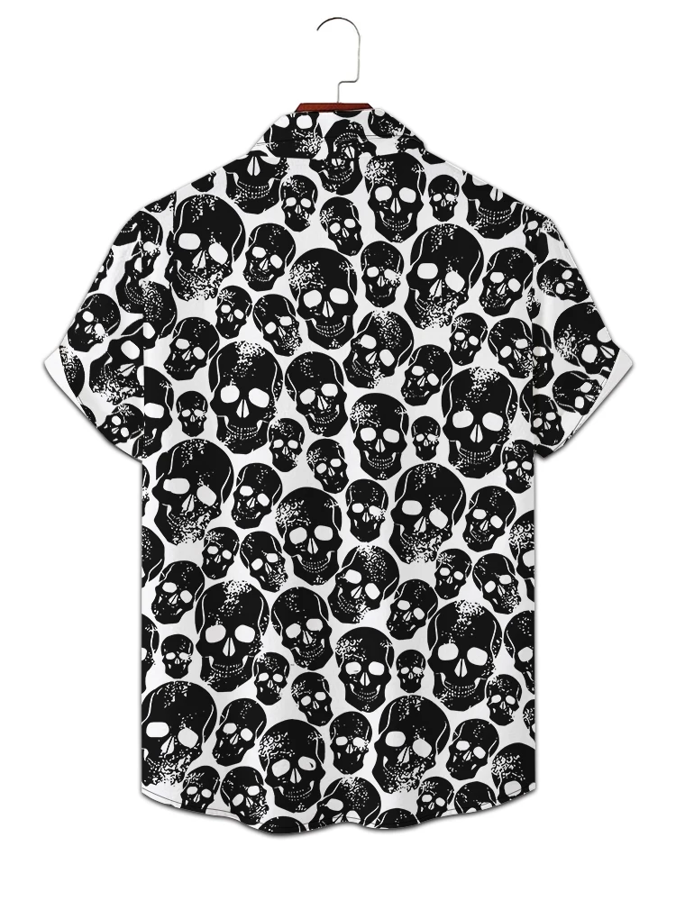 Skull 3D stampa digitale camicie stile gotico estate sciolto per il tempo libero camicia a maniche corte Street Hip Hop moda uomo camicia con bottoni