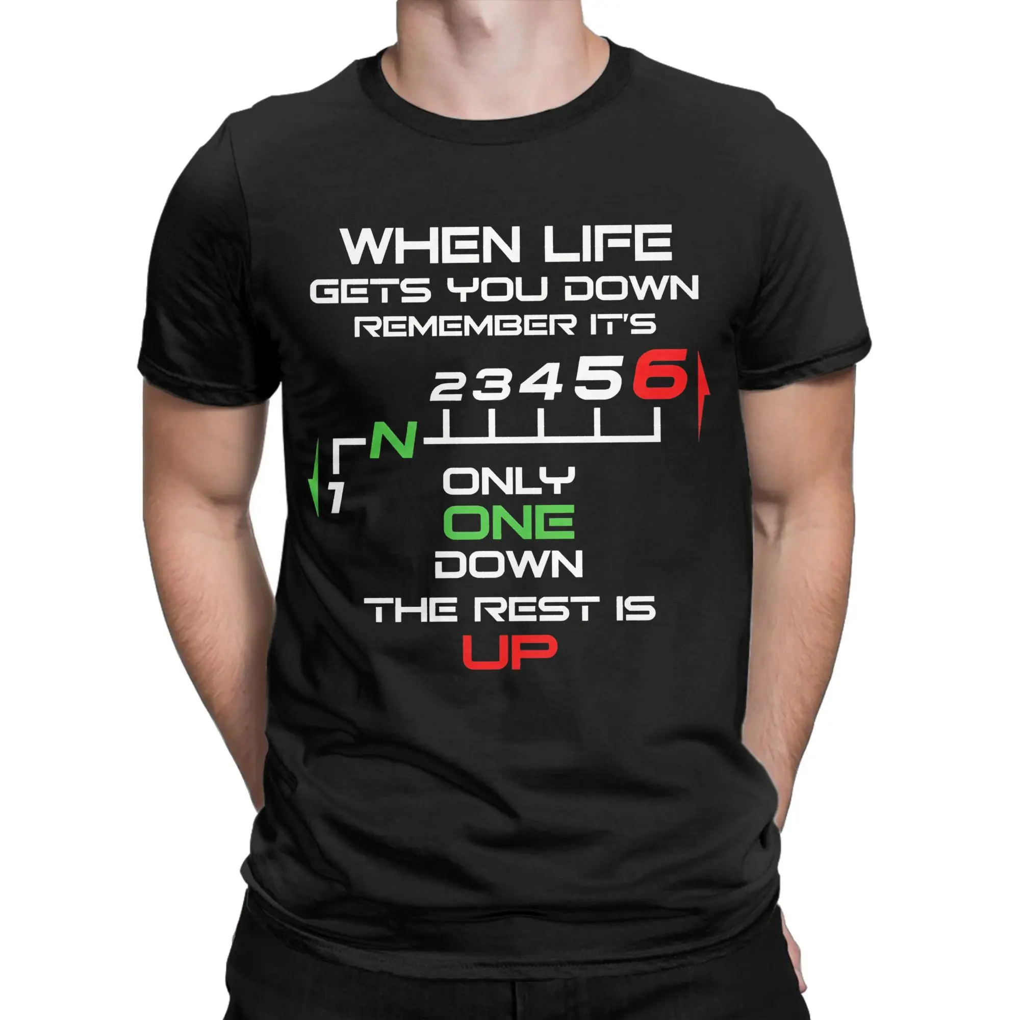 Motorcycle Gear Shift The Rest Is Up T-Shirts 1N23456 Fun Cotton Tee Shirt Round Neck Short Sleeve T Shirts Plus Size Tops