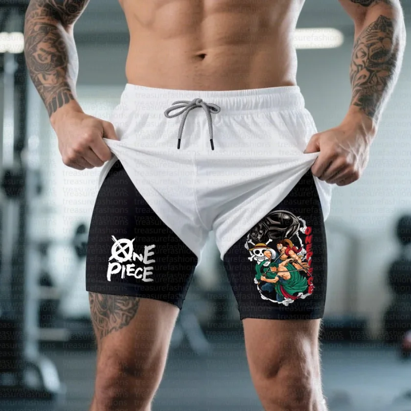 

ONE PIECE shorts men's and women's retro Y2K anime beach shorts quick-drying fabric suitable for summer jogging and fashion