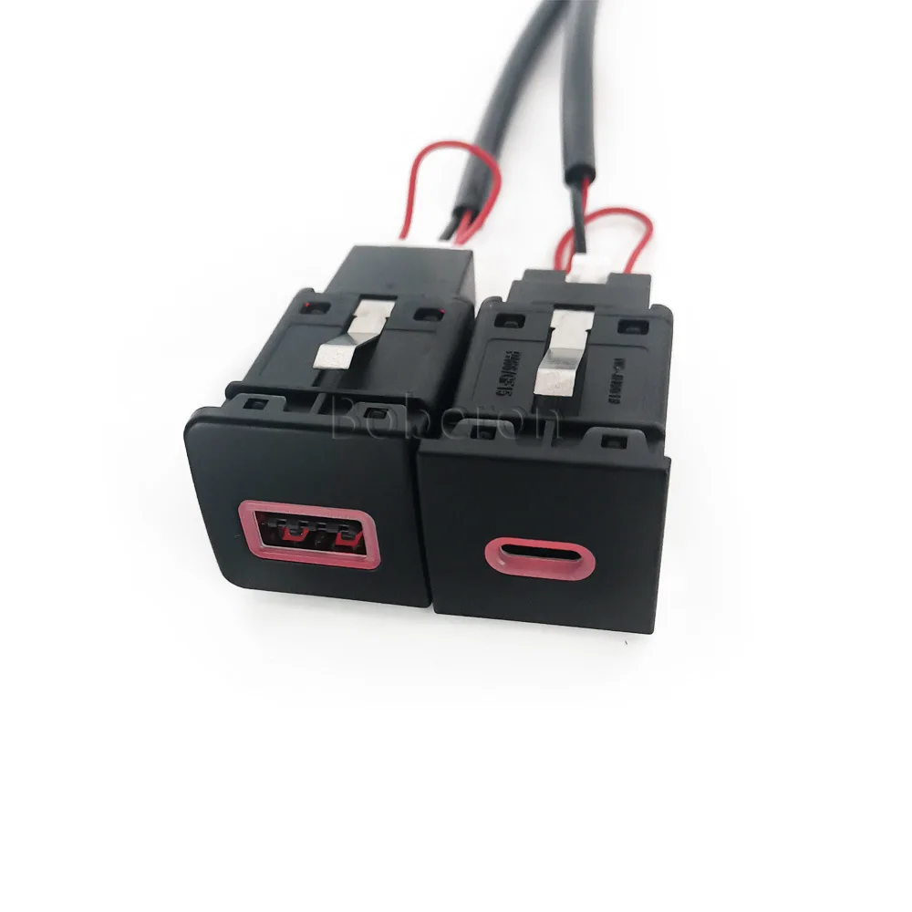 Red LED Quick Car Charger Socket 12V/24V Dual QC3.0 USB Charging Outlet Power Adapter Type C PD Fit for VW Golf 5 6 view 4
