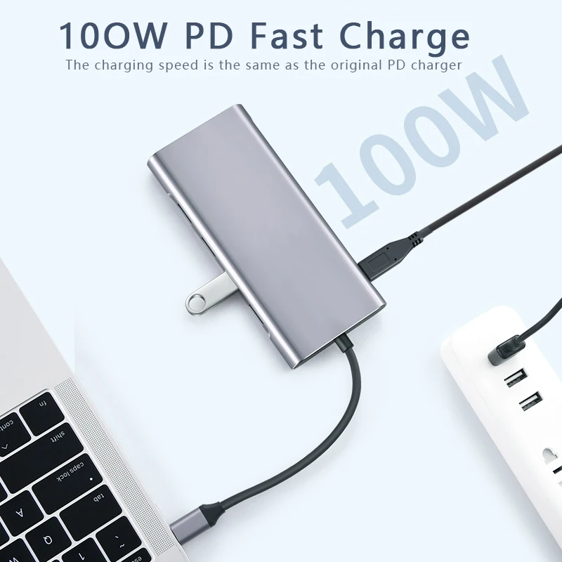 EATPOW USB HUB Zu HDMI-compatation VGA PD RJ45 TF/SD Reader Adapter USB 3,0 11 Splitter Port typ C HUB für Typ C Port Laptop