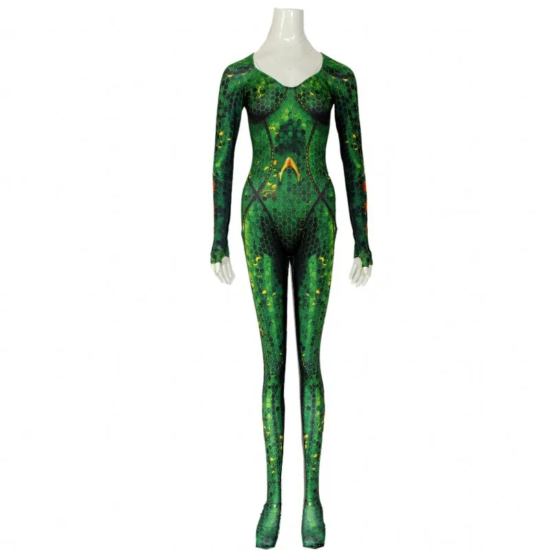 Mera Cosplay Costume collant tuta Anime Sea Movie The Queen Mera Amber Cosplay per le donne Sexy Green Suit Halloween Christmas