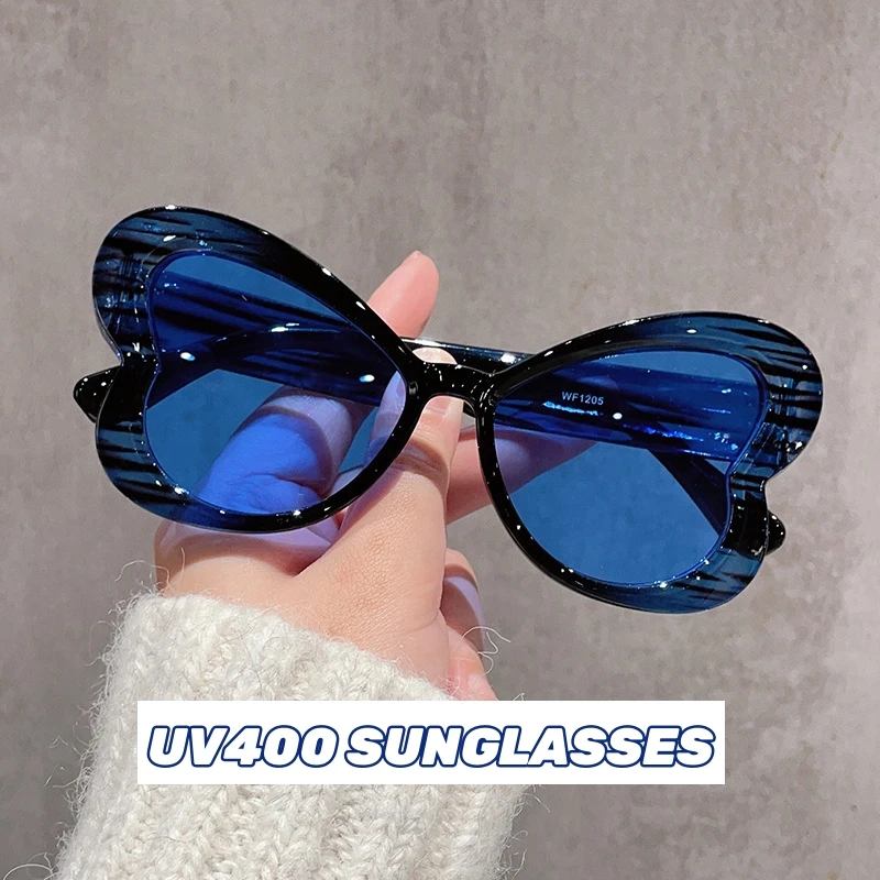 Trendy Women Colorful Sunglasses for Party Driving Large Cat Eye Frame Glasse Ladies New Hip-hop Decorative UV400 Sunglasses