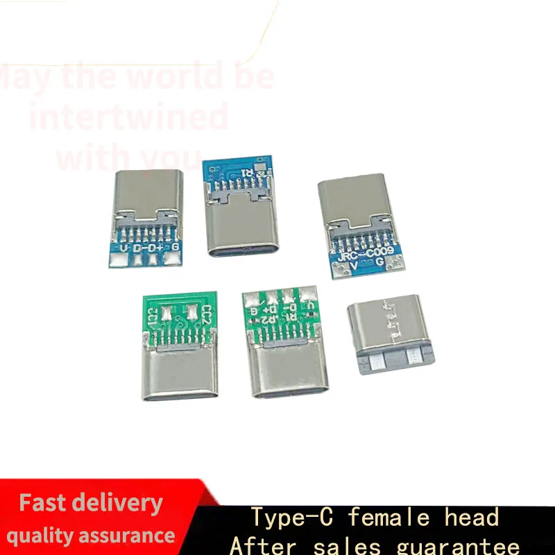 2/16 pin USB-C adapter female socket, used for soldering cable 2/6 solder joints, with cc1 cc2 Type-C socket connector USB 3.1