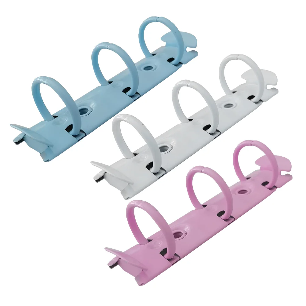 3pcs of One Set Metal Clip 3-hole Manual Binder Simple O-type Clip Binder Metal for Home Office School Supply (Random Color TR89