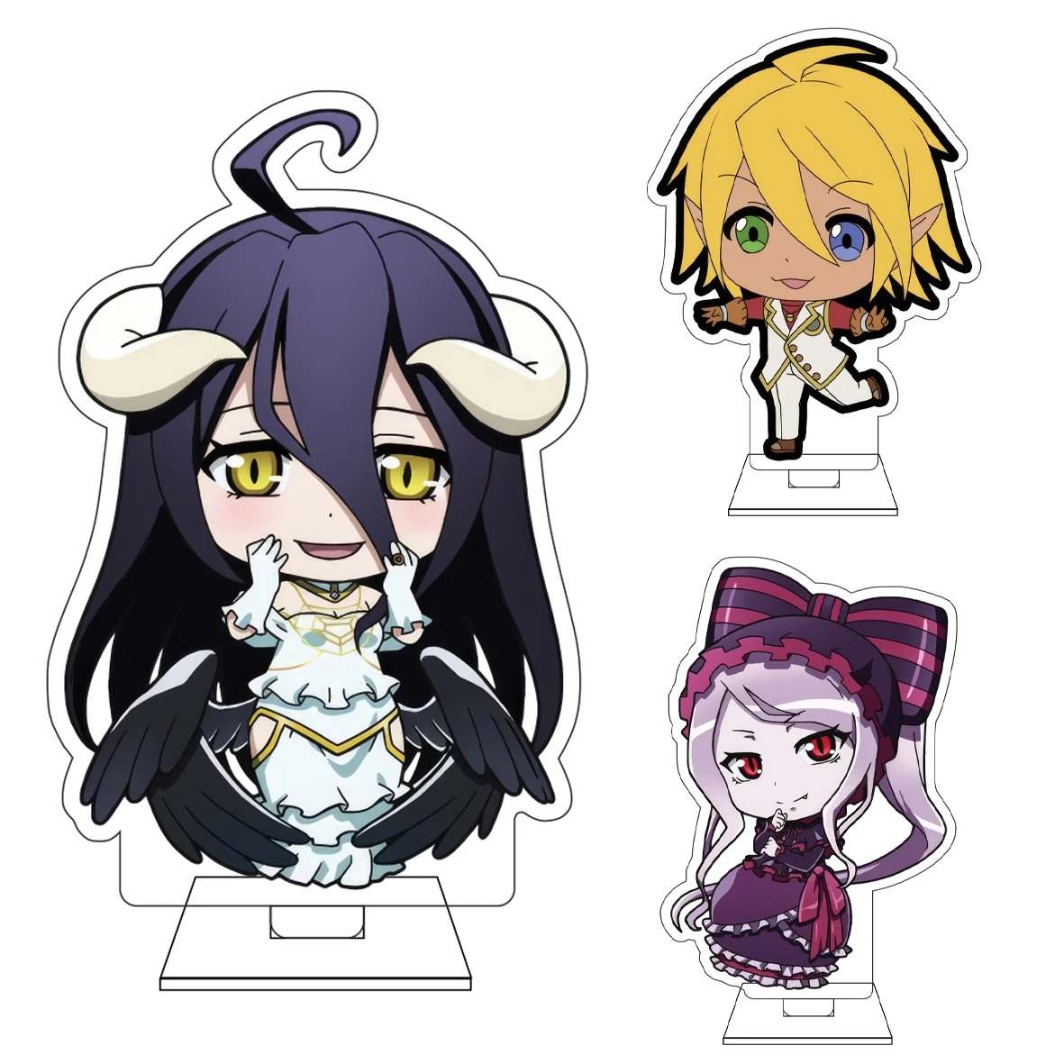 10CM Anime Overlord Cosplay Niedliche Acryl-Figur Standfigur Albedo Ainz Ooal Gown Ornamente Geschenke