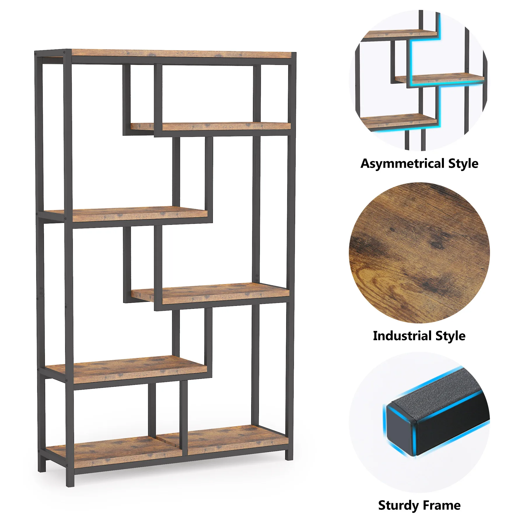 Tribe signs Bücherregal Bücherregal Industrie, 5 Tier freistehende Regale Display Aufbewahrung einheit für Wohnzimmer, Home Office