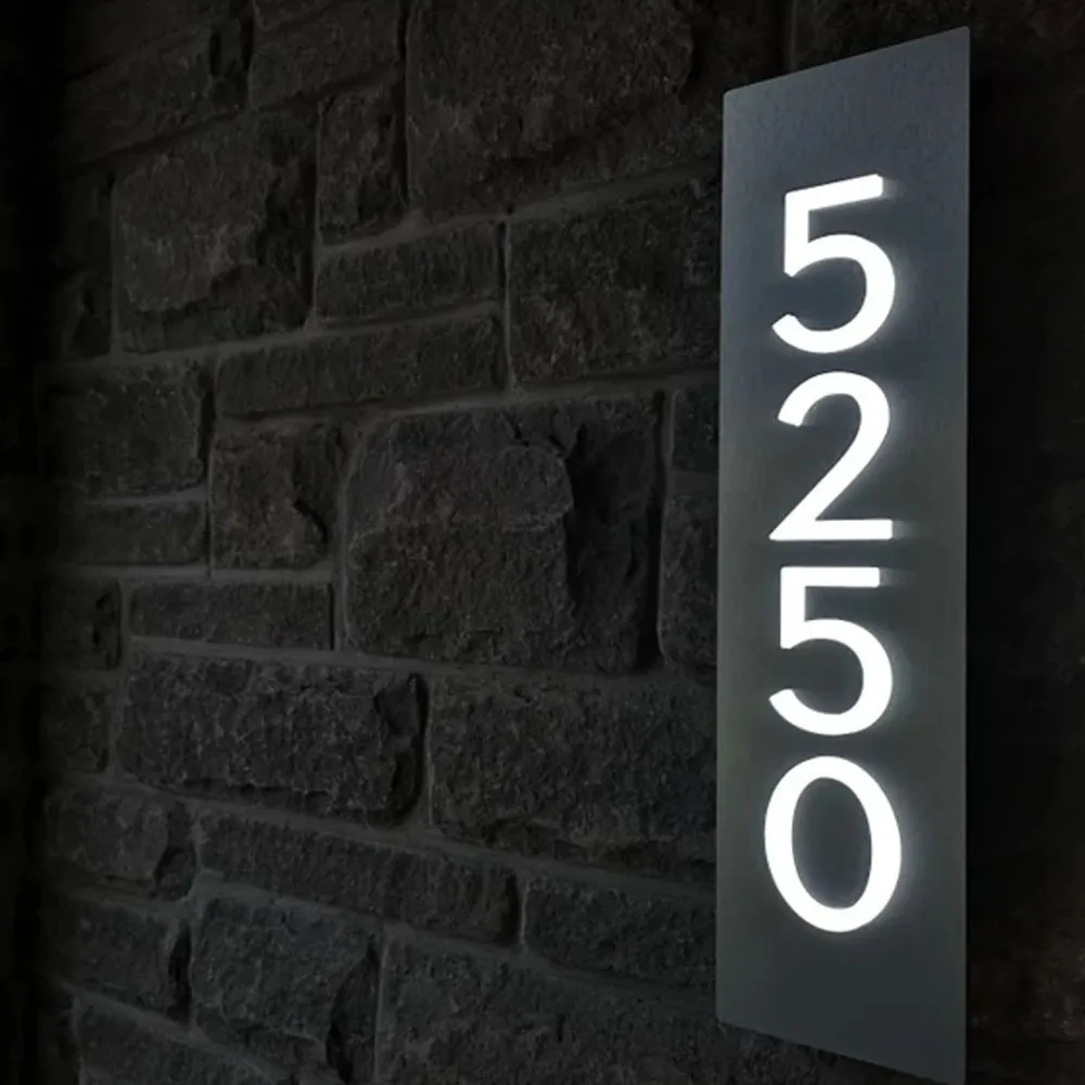 Custom LED House Number Sign Vertical Outdoor Home Street Address Sign