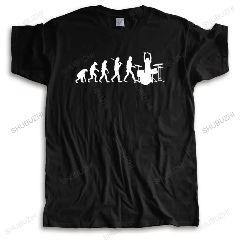 New t shirt black tops for men Evolution of A Drummer, Mens Funny Drumming T Shirts Shubuzhi Brand Cotton T-shirt Drop Shipping