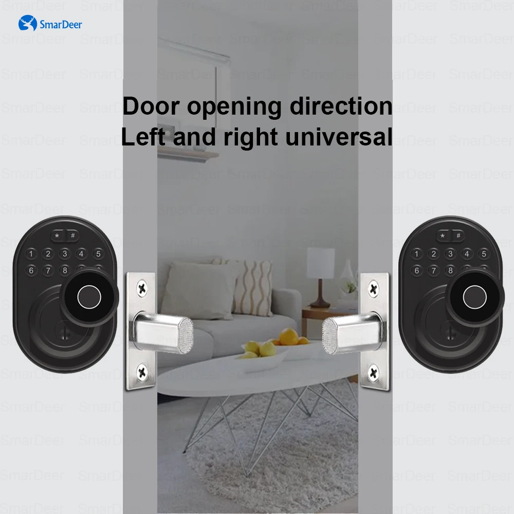 SmarDeer 4-in1 Electronic Lock for Tuya Smart Lock with Deadbolt  Fingerprint Lock Keyless entry with SmartLife App Remote unloc