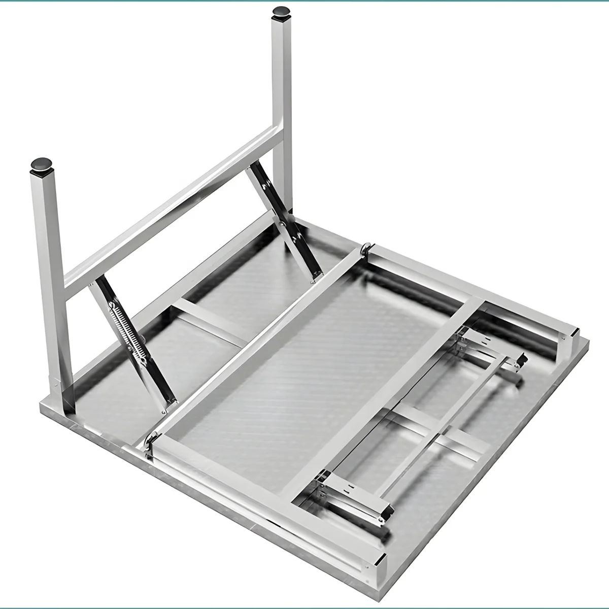 광장 접이식 유틸리티 테이블 홈 레스토랑 스테인레스 스틸 저녁 식사 테이블 야외 실내 휴대용 접이식 웨딩 식탁