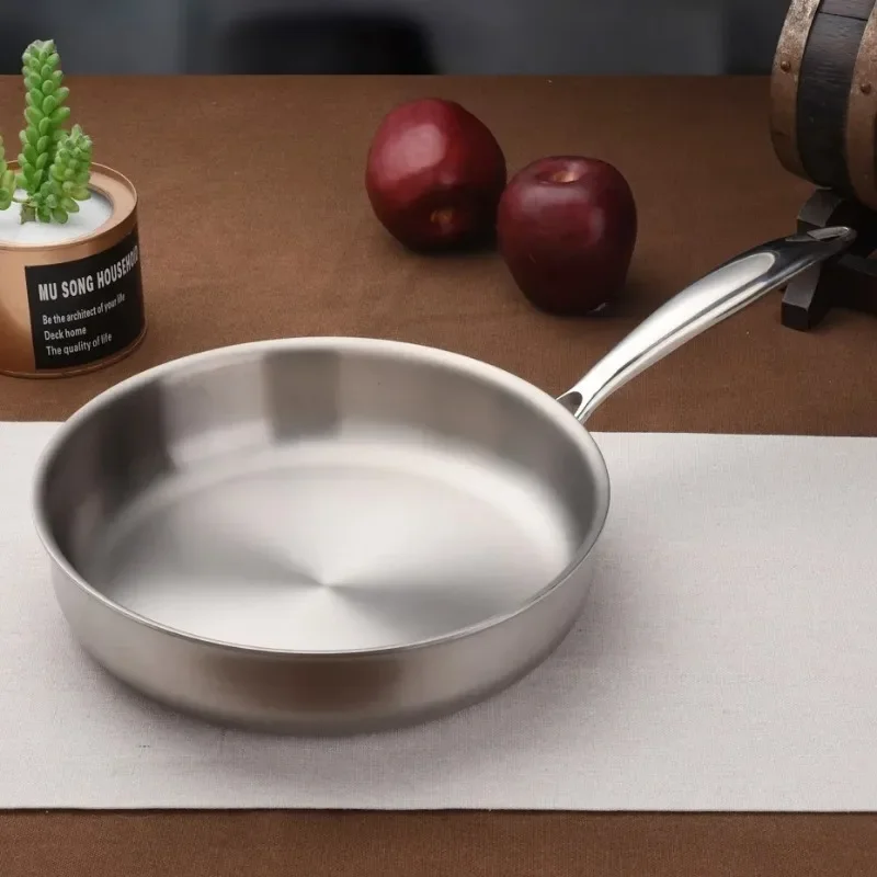 

Five-layer Steel Frying Pan 304 Stainless Steel Steak Wok Non-stick Frying Pan Uncoated Stovetop Universal Kitchen Pans Wok