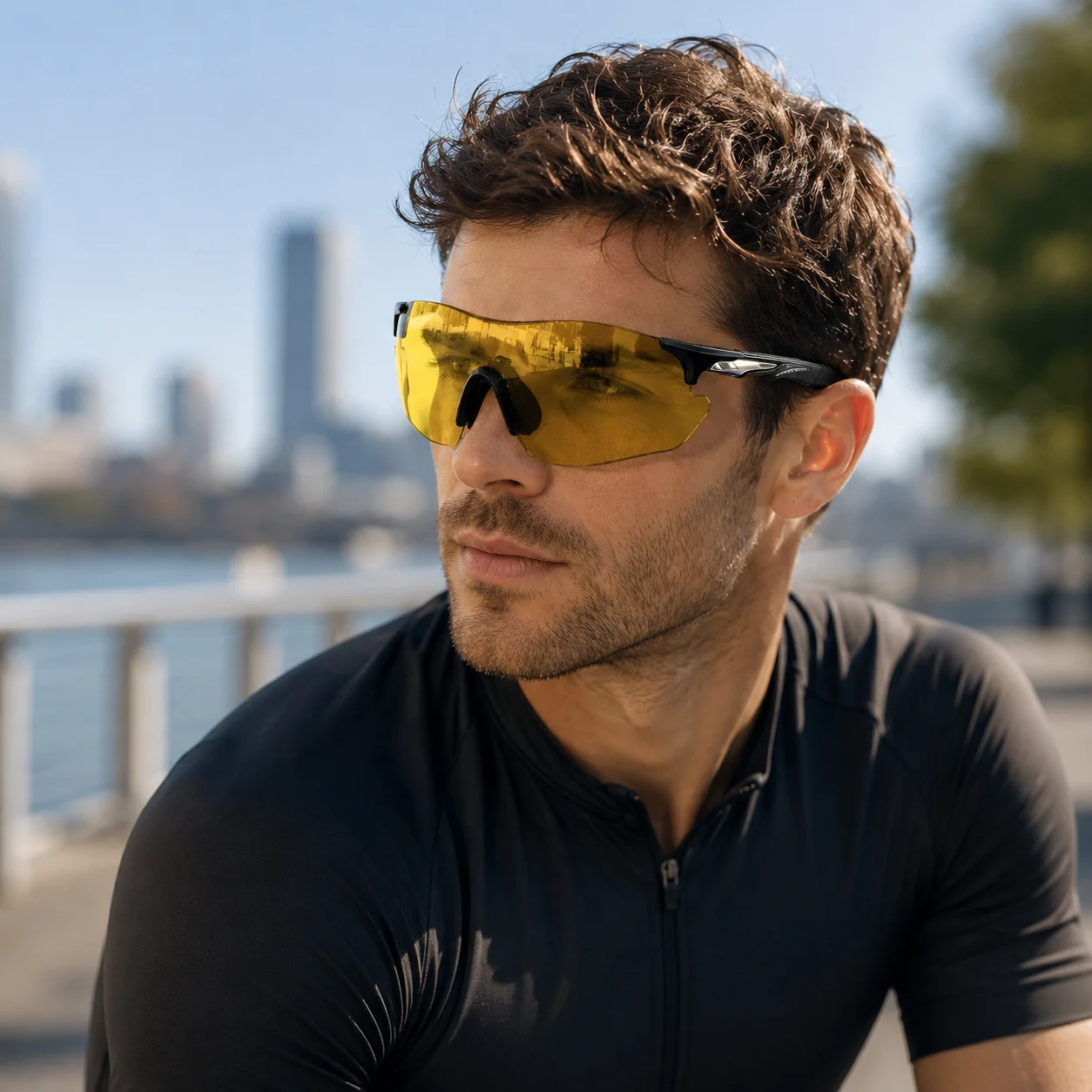 Photochrome Rahmenlose Sportsonnenbrille, UV-Schutz Radbrille für Männer und Frauen, Leichte Outdoor-Sicherheitsbrille – Detail 3