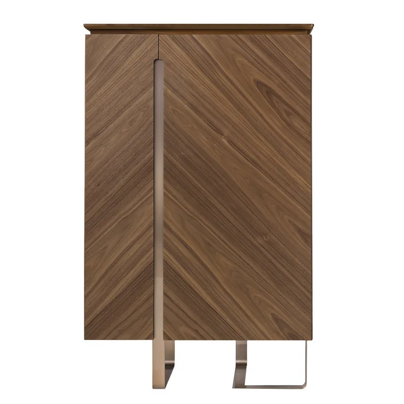 Walnut cabinet Italian light luxury solid wood dining side cabinet storage wine cabinet living room