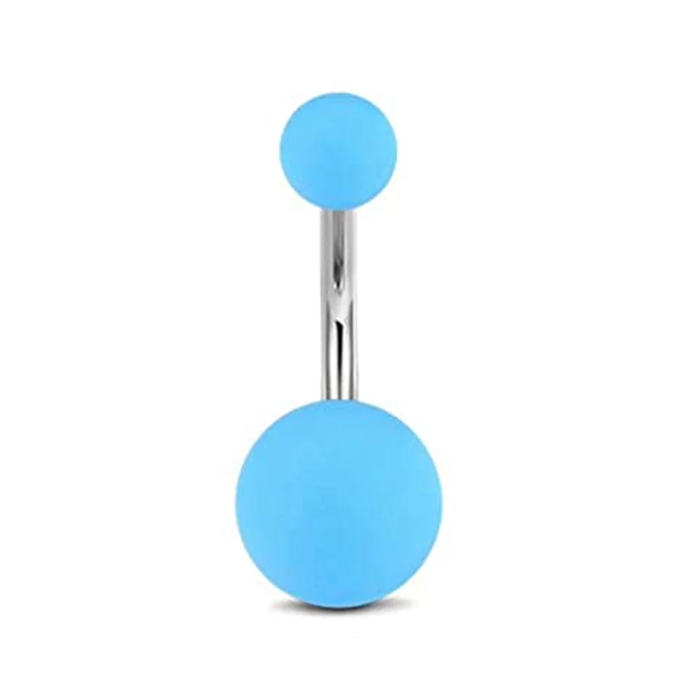 WKOUD 1Pcs/4Pcs Belly Button Rings Stainless Steel Navel Rings 4 Style For Women Girls 14G Body Piercing Blue