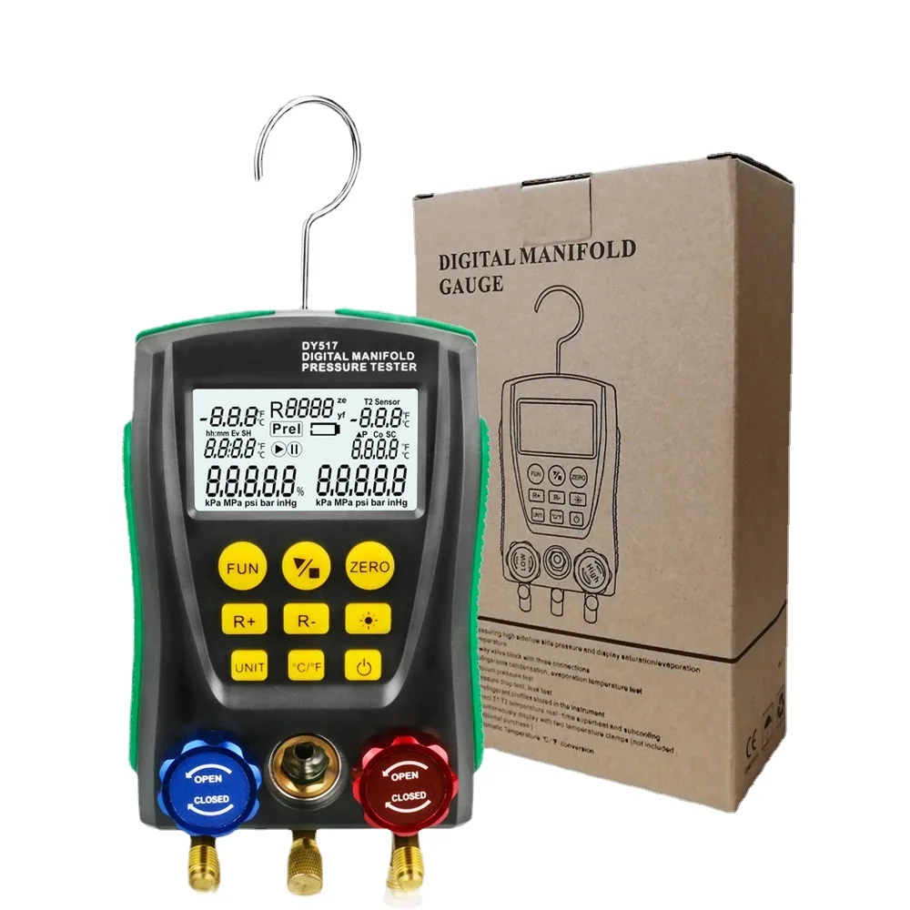 DUOYI DY517 Pressure Gauge  Manifold Digital Vacuum HVAC Meter Pressure Temperature Tester R410A Refrigerant Test