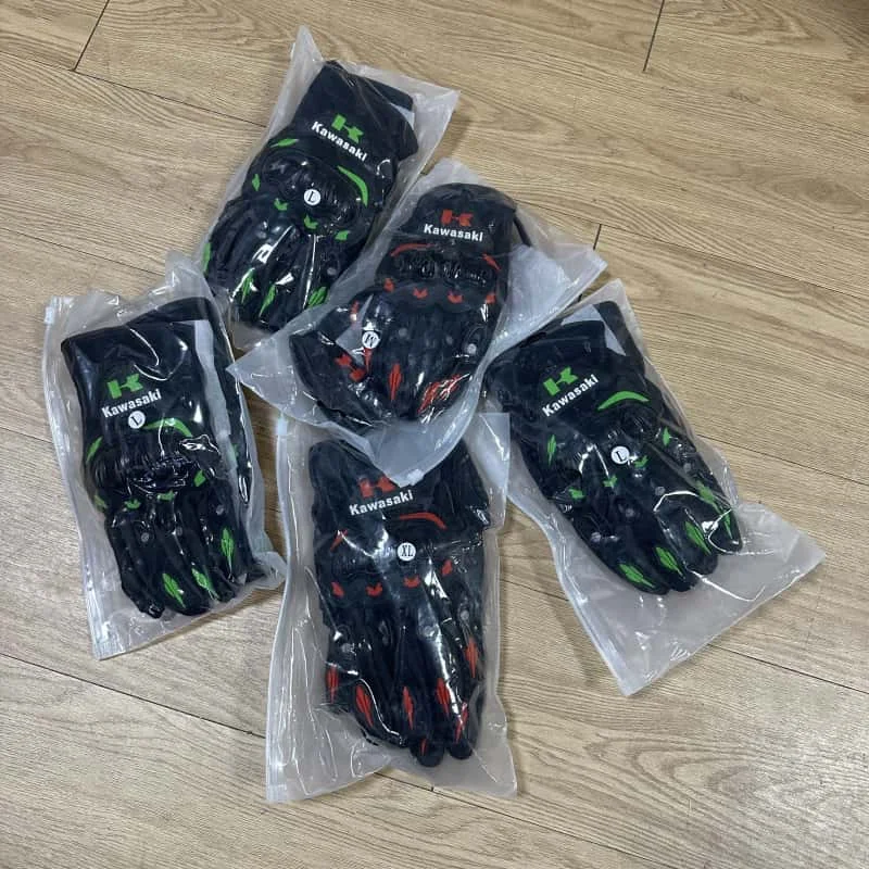 

New trend 3 colors Kawasaki Motorcycle Breathable Full Finger Gloves Riding Protective Equipment Dirt Bike Sport Racing Gloves