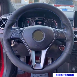 CARDAK Funda de cuero negro para volante para Mercedes Benz W176 W246 Clase A Clase C W204 C117 C218 X218 W212 C207 A207 X156