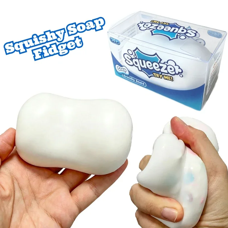 Soap‑Shaped Crunchy Squishy Stress Ball Block‑Filled Sound‑Making Squeeze Toy Hand Decompression Toy for Stress & Anxiety Relief