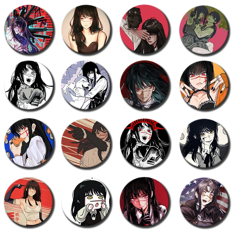 58mm Anime C-Chainsaw Man Y-yoru Enamel Pins Handmade Round Brooch L Killer Yagami Light Cosplay Badge Backpacks Jewelry Gifts